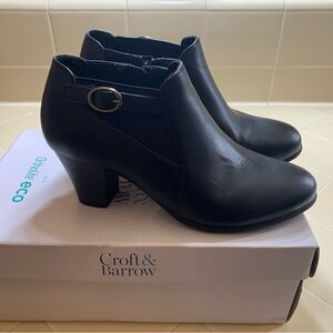Croft & Barrow Ines Women’s Black Zip Ankle Boots Booties Size 7 Ortholite Eco